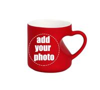 Custom Colour Changing Magic Mug Personalized Heat Change Heart-shaped Handle Ceramic Coffee Mug DIY Gift for Mom, Dad, Brother, Sister, and Friends Red,201-300ml