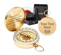 Custom Compass Personalized Portable Compas with Text Waterproof Luminous Function Compasses for Men Women Camping Hiking Outdoor Adventure Party Navigation Tool (brass)