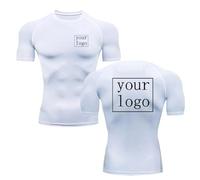 Custom Compression T Shirt Your Design Logo Tops Men Women Print Short Sleeve Quick Dry Tshirt for Jogging Gym Sports Fitness Workout color2,XL