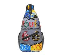 Custom Cool Route 66 License Plate Art Sling Bag for Cycling Camping American Road Crossbody Chest Backpack Shoulder Daypack