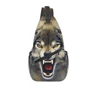Custom Cool Spirit Animal Wolf Sling Bag for Travel Hiking Men's Crossbody Chest Backpack Shoulder Daypack