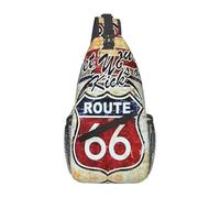 Custom Cool Vintage Route 66 Sling Crossbody Backpack Men American Road Shoulder Chest Bag for Hiking