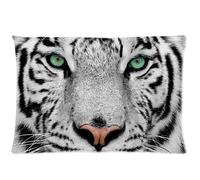 Custom Cool White Tiger With Green Eyes Rectangle Pillowcases,20x30 inches (One Side )
