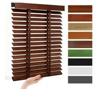Custom Cordless Wood Blinds for Indoor Windows, Wooden Blackout Venetian Blinds with Privacy Protection for Living Room, Bedroom, Office