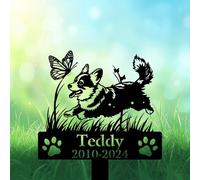 Custom Corgi Grave Marker, Corgi Following A Butterfly Garden Stake, Corgi Memorial Gift, Loss of Corgi, Corgi Dog Lovers, Dog Headstone, Pet Memorial Plaque, Personalised Name Sign