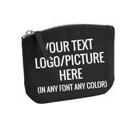 Custom Cotton Coin Purse - Eco-Conscious Small Zipper Pouch for Cards, Keys, Makeup - Personalised Design for Everyday Use - Black