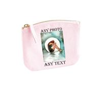 Custom Cotton Coin Purse - Eco-Conscious Small Zipper Pouch for Cards, Keys, Makeup - Personalised Design for Everyday Use-Pastel Pink