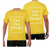 Custom Cotton T-Shirt - Personalised Front and Back T Shirt with Your Image/Logo/Photo/Text, Short Sleeve Crew Neck Tee Shirt for Men/Women Classic fit Gelb S