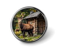 Custom Country Lodge Bear Deer Lapel Pin Aluminum Alloy Button Badge Personalized Exquisite Brooch Classic Mini Pin 1 Inch for Backpacks Hat Suit Jacket Clothing Decoration