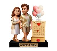 Custom Couple Anniversary Themed Cartoon Style Portrait Decorative Figurine for His Her Wife Husband Personalized Couple Photo Cartoon Portrait 2D Flat Print Acrylic Sign Calendar Plaque for Valentine