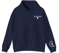 Custom Couple Hoodie - Personalised Date & Initials Pullover - Heart Symbol Birthday, Anniversary & Valentines Day Gift Navy