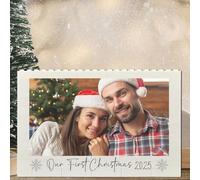 Custom Couple Photo & Text Freestanding Keepsake | Personalised Building Blocks Photo Plaque for Our First Christmas | Gift for Families & Friends (Large - 17.5cm x 11.8cm)
