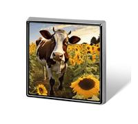 Custom Cow in Sunflowers Lapel Pin Aluminum Alloy Button Badge Personalized Exquisite Brooch Classic Mini Pin 0.7" X 0.7" Inch for Backpacks Hat Suit Jacket Clothing Decoration