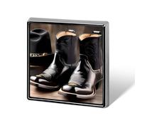 Custom Cowboy Black Hat Western Boots Lapel Pin Aluminum Alloy Button Badge Personalized Exquisite Brooch Classic Mini Pin 0.7" X 0.7" Inch for Backpacks Hat Suit Jacket Clothing Decoration