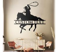 Custom Cowboy Metal Name Sign, Black Metal Wall Art, Vintage Western Decor, Personalized Last Name Sign, Outdoor Metal Wall Decor, Retro Home Decor for Living Room Bedroom, Gifts for Cowboys