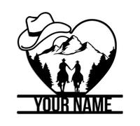 Custom Cowboy Metal Sign,Custom Western Cowboy Skull Hold Gun Metal Wall Art,Custom Western Cowboy Roping Metal Wall Art,Personalized Cowboy Name Sign,Western Cowboy Decor,Farmhouse Decor (Cowboy E)