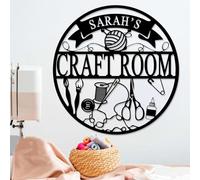 Custom Craft Room Metal Sign Personalized My Happy Place Metal Wall Art Customized Name Sign for Sewing Room Decor Personalized Quilting Gift for Women