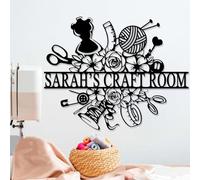 Custom Craft Room Metal Sign Personalized My Happy Place Metal Wall Art Customized Name Sign for Sewing Room Decor Personalized Quilting Gift for Women