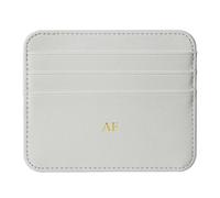 Custom Credit Card Holder Wallet, Personalized Name Initials Slim Wallet Front Pocket Minimalist Premium PU Leather Sleeve, Letters Monogrammed Embossed, Customized Gift Idea for Women Girl, Brown