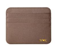 Custom Credit Card Holder Wallet, Personalized Name Initials Slim Wallet Front Pocket Minimalist Premium PU Leather Sleeve, Letters Monogrammed Embossed, Customized Gift Idea for Women Girl, Brown