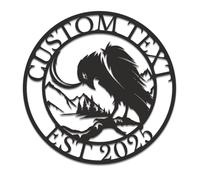Custom Crow Metal Sign,Personalized Black Crow Name Sign,Raven Birdwatch Home Decor,Gift for Bird Lover,Custom Metal Signs (Crow D)