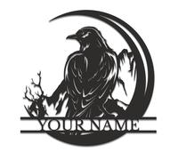 Custom Crow Metal Sign,Personalized Black Crow Name Sign,Raven Birdwatch Home Decor,Gift for Bird Lover,Custom Metal Signs (Style-1)