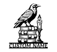 Custom Crow & Pine Metal Sign - Personalized Raven Wall Art, Gothic Cabin Plaque, Dark Nature Decor, Bird Lover Gift, Moody Entry Hanging (Style-6)