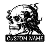 Custom Crow & Pine Metal Sign - Personalized Raven Wall Art, Gothic Cabin Plaque, Dark Nature Decor, Bird Lover Gift, Moody Entry Hanging (Style-5)