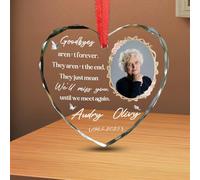 Custom Crystal Glass Memorial Ornament with Photo Text, I Am Always With You In Loving Memory Gift for Loved Ones