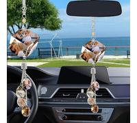 Custom Crystal Photo Car Hanging Ornament Personalized Car Decor Accessories Decorative Accessories Exquisite Rearview Mirror (rhombic)