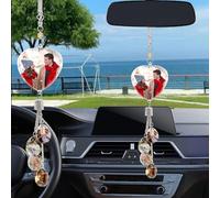 Custom Crystal Photo Car Hanging Ornament Personalized Car Decor Accessories Decorative Accessories Exquisite Rearview Mirror (heart)