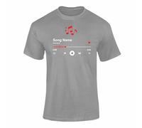 Custom Custom Song Name T Shirt - Personalised Music Song Player Tee for Kids and Adults, Unique Gift for Birthday Custom Favorite Artist Tee Grey XL