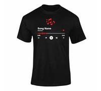 Custom Custom Song Name T Shirt - Personalised Music Song Player Tee for Kids and Adults, Unique Gift for Birthday Custom Favorite Artist Tee Black M
