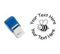Custom Cute bee Self-Inking Rubber Stamp, 22mm Dia, Available in Black, Blue, Red, Green or Violet Ink