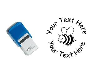 Custom Cute bee Self-Inking Rubber Stamp, 22mm Dia, Available in Black, Blue, Red, Green or Violet Ink