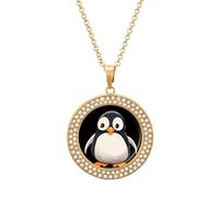 Custom Cute Bird Picture Necklace Personalized Circle Chain Pendant Gold/Silver Photo Dog Tag Keepsake Necklaces Hip Hop Memorial Jewelry Gifts for Men Women, One size, Titanium Steel, Rhinestone