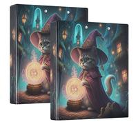 Custom Cute Cartoon Cat Purple Binders 1.5 Inch 3 Ring Hold 200 Sheets Portfolio Folders Print Round Ring Presentation Binder, 12.4x10.63x2.36inch, 1 Pack