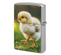 Custom Cute Chicken Walking Lighter Case Personalized Metal Lighter Cover Holder Reusable Shockproof Protective Lighters Without Insert Gift for Men Women Dad Husband
