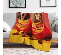 Custom Cute Dachshund Flannel Fleece Throw Blanket 40x50 Inch Soft Cozy Throws for Couch Sofa Bed Farmhouse Blankets Comfort Decorative Bedtime Blanket Lightweight All Season Easy Care