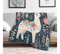 Custom Cute Llama Floral Flannel Fleece Throw Blanket 40x50 Inch Soft Cozy Throws for Couch Sofa Bed Farmhouse Blankets Comfort Decorative Bedtime Blanket Lightweight All Season Easy Care