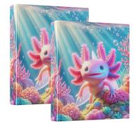 Custom Cute Pink Axolotl 1 1/2 Inch 3 Ring Binders Hold 200 Sheets Folders Portfolio Print Round Ring Playbill Binder, 12.4x10.63x2.36inch, 1 Pack