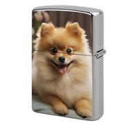 Custom Cute Pomeranian Dog Lighter Case Personalized Metal Lighter Cover Holder Reusable Shockproof Protective Lighters Without Insert Gift for Men Women Dad Husband