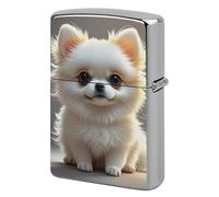 Custom Cute Pomeranian Lighter Case Personalized Metal Lighter Cover Holder Reusable Shockproof Protective Lighters Without Insert Gift for Men Women Dad Husband