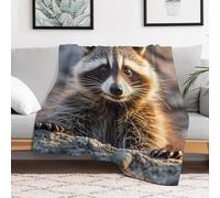 Custom Cute Raccoon Flannel Fleece Throw Blanket 30x40 Inch Soft Cozy Throws for Couch Sofa Bed Farmhouse Blankets Comfort Decorative Bedtime Blanket Lightweight All Season Easy Care