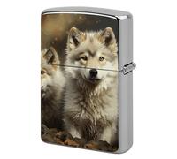Custom Cute Wolf Lighter Case Personalized Metal Lighter Cover Holder Reusable Shockproof Protective Lighters Without Insert Gift for Men Women Dad Husband