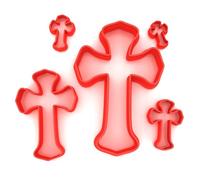 Custom Cutters Cross Shape Cutters | Set of 5 Plastic Cutter for Baking, Fondant, Clay, Pastry, Icing, Jewellery (1.5/2/3/5/8CM)