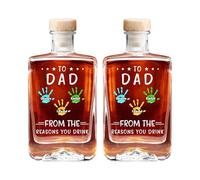 Custom Dad Whiskey Decanter Personalized Family Handprint from The Reasons You Drink Empty Whiskey Bottle, Bourbon & Liquor Gifts for Papa, Father, Grandpa, Men Birthdays