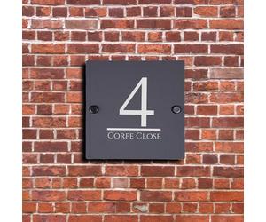 Custom Dark Grey House Number, Modern Address Name Door Plaque, New Home Gift, First Home