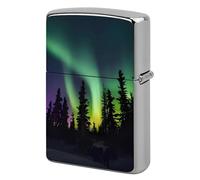 Custom Dark Northern Lights Print Lighter Case Personalized Metal Lighter Cover Holder Reusable Shockproof Protective Lighters Without Insert Gift for Men Women Dad Husband