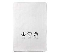 Custom Decor Flour Kitchen Towels Peace Love Happiness Inspiration & Motivation Inspiration & Motivation Happiness Cleaning Supplies Dish Towels Design Only